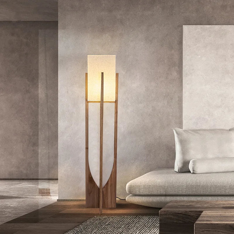 Wood Frame Fabric Shade Floor & Table Lamp
