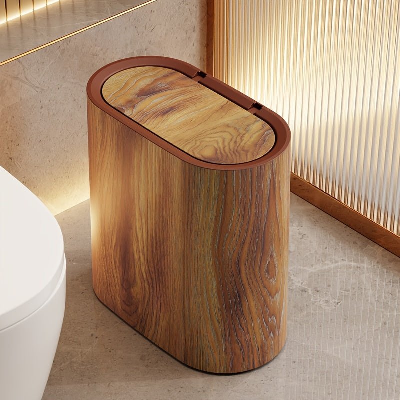 Wood Grain Kitchen Accessories Trash Can with Lid Design