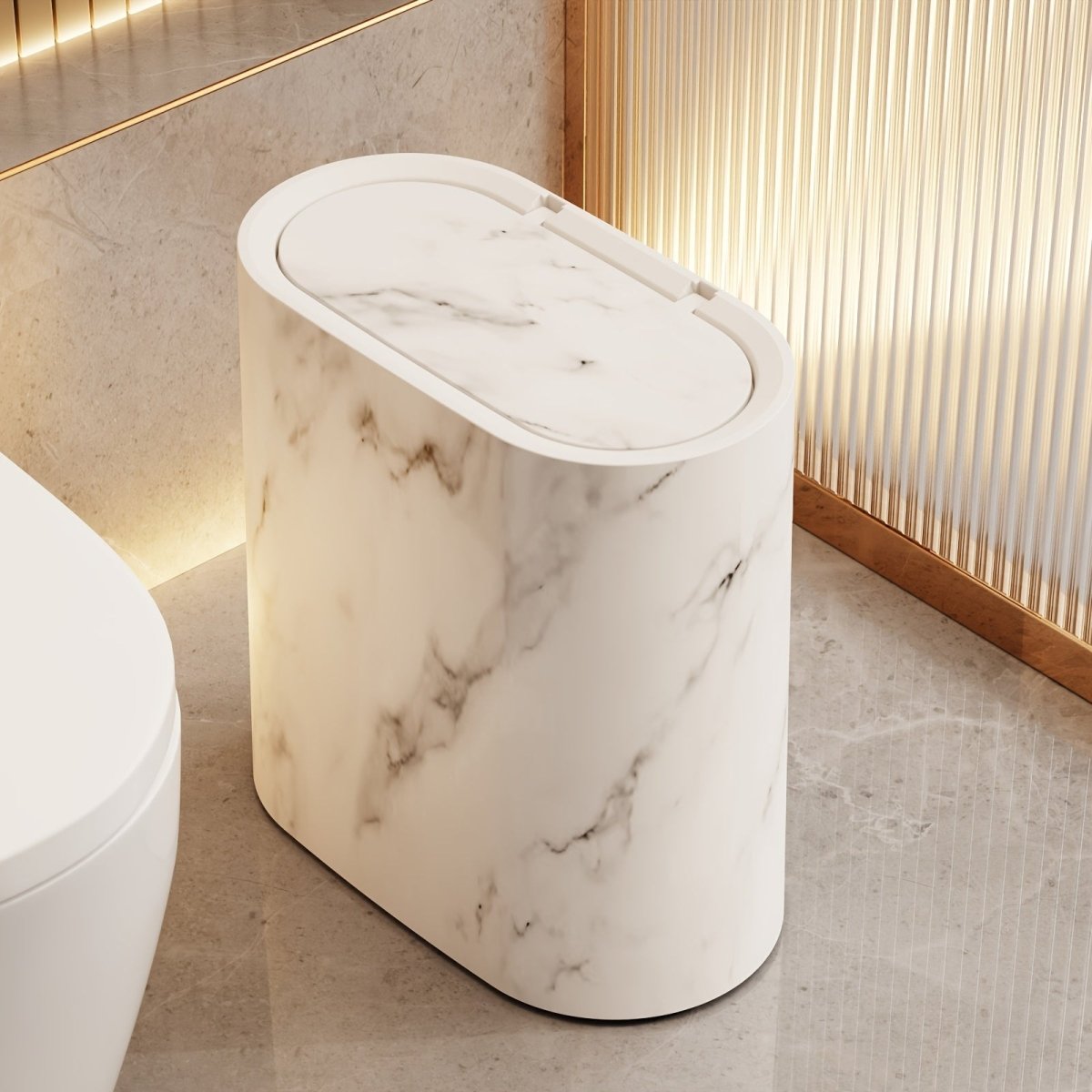 Wood Grain Kitchen Accessories Trash Can with Lid Design