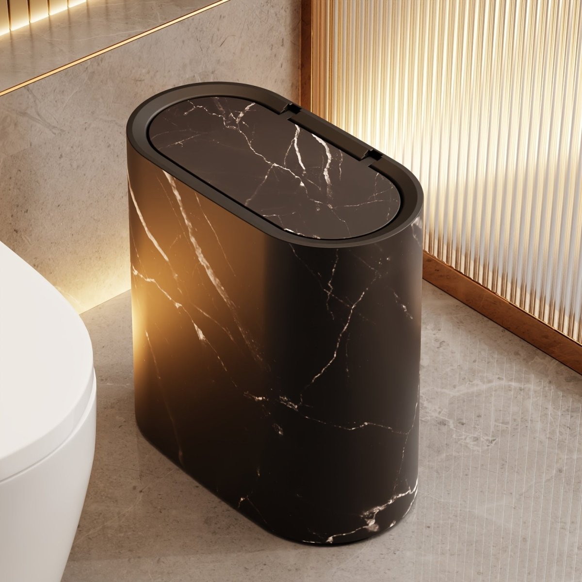 Wood Grain Kitchen Accessories Trash Can with Lid Design