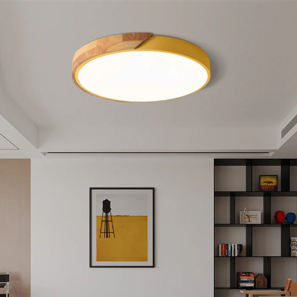 Scandinavian Wood LED Ceiling Light with Modern Flush Design