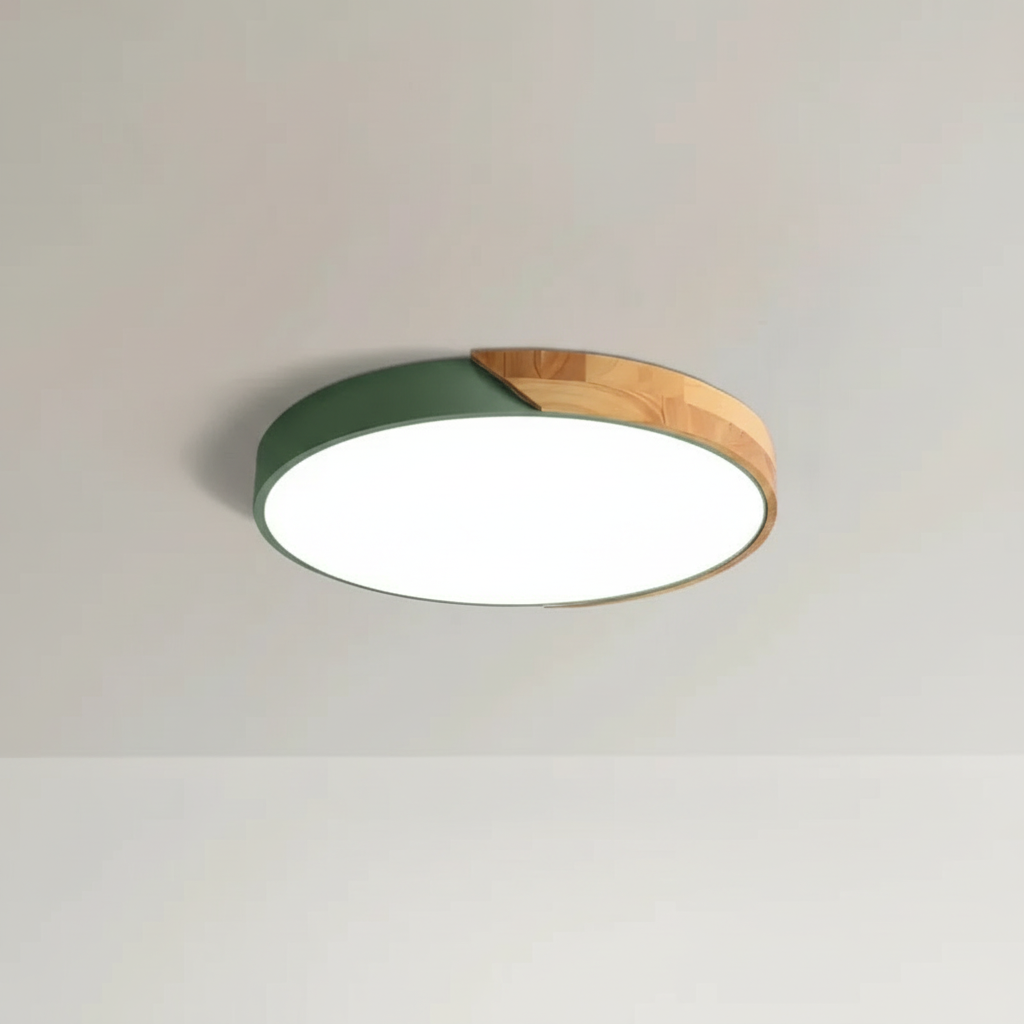 Scandinavian Wood LED Ceiling Light with Modern Flush Design