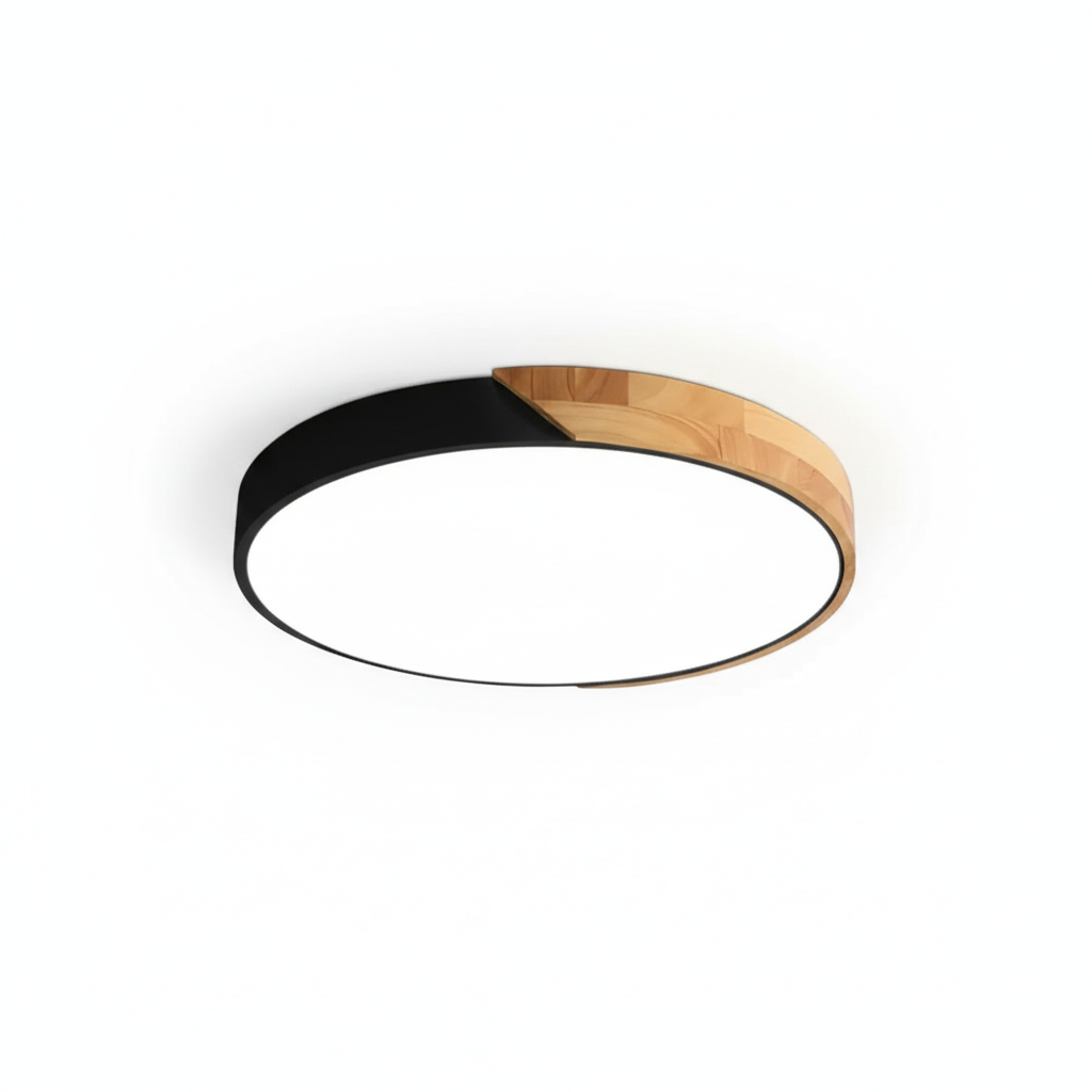 Scandinavian Wood LED Ceiling Light with Modern Flush Design
