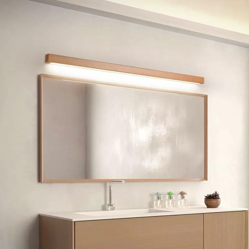 Wood Linear Wall Light for Vanity Mirror With Lights