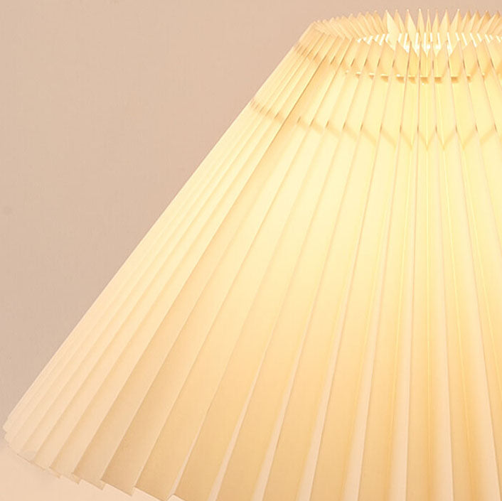 Wood Pleated Table Lamp with Fabric Shade