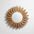 Wood Sunburst Mirror with Rustic Frame Design