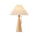 Wood Table Lamp with Pleated Fabric Shade