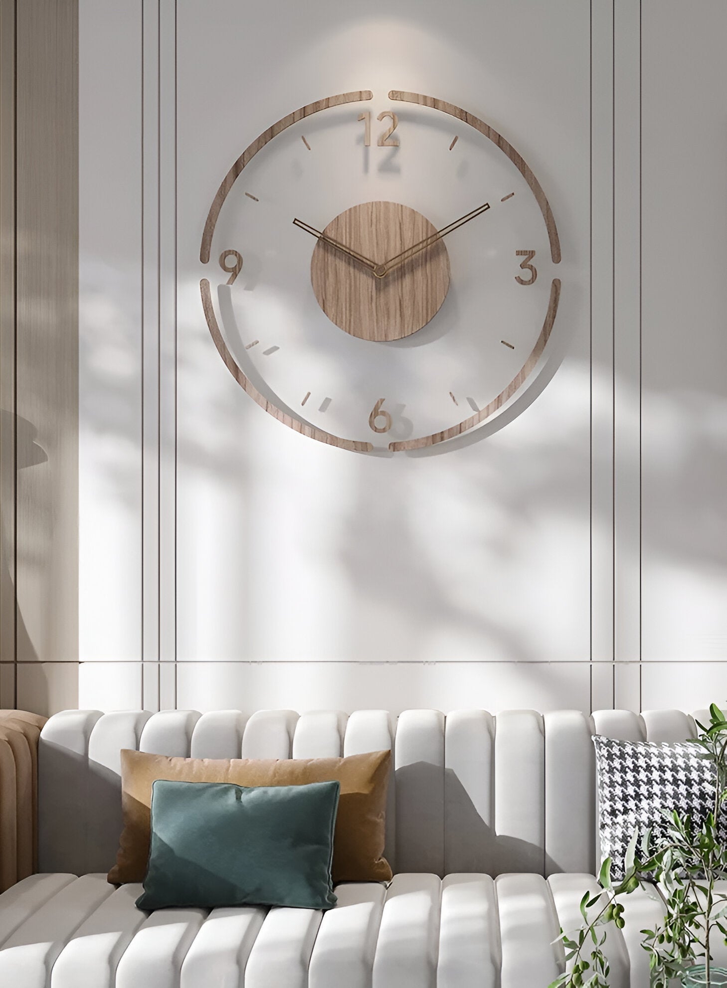 Wood Wall Clock with Transparent Minimal Design