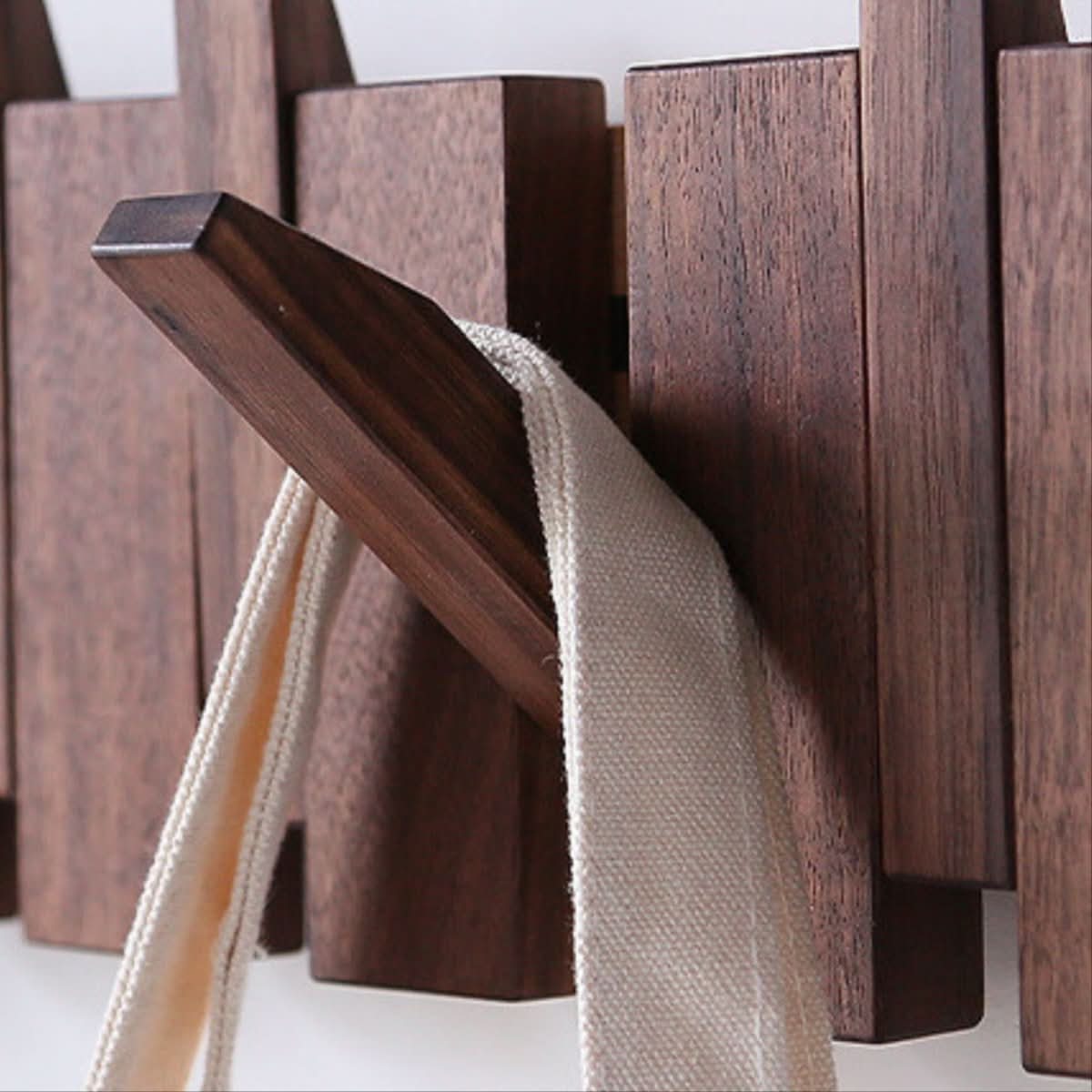 Wood Wall Coat Rack with Foldable Hook Design