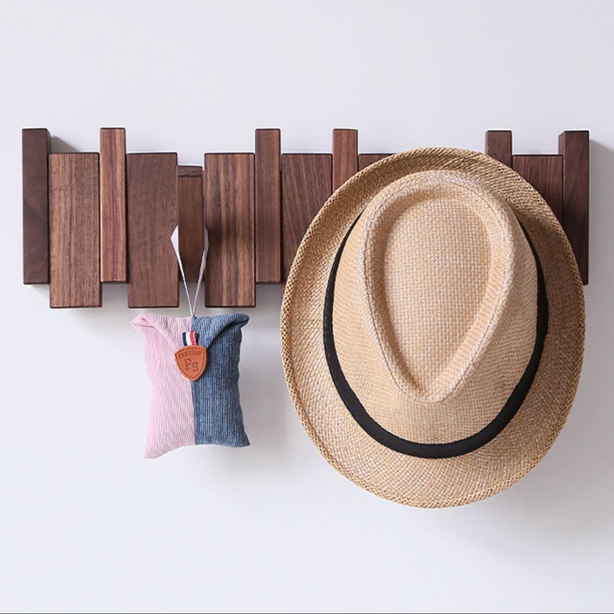 Wood Wall Coat Rack with Foldable Hook Design