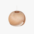 Wooden Spiral Pendant Light with Slatted Shade