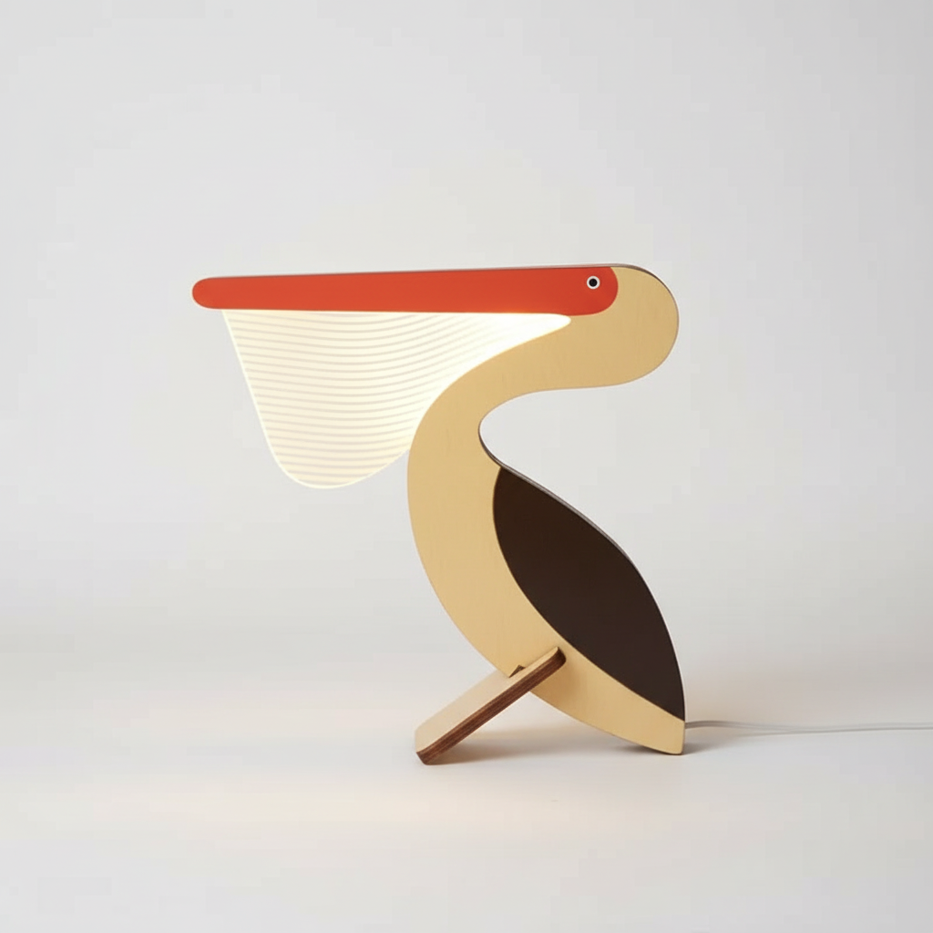Wooden Toucan Animal Lamp with Warm LED Glow