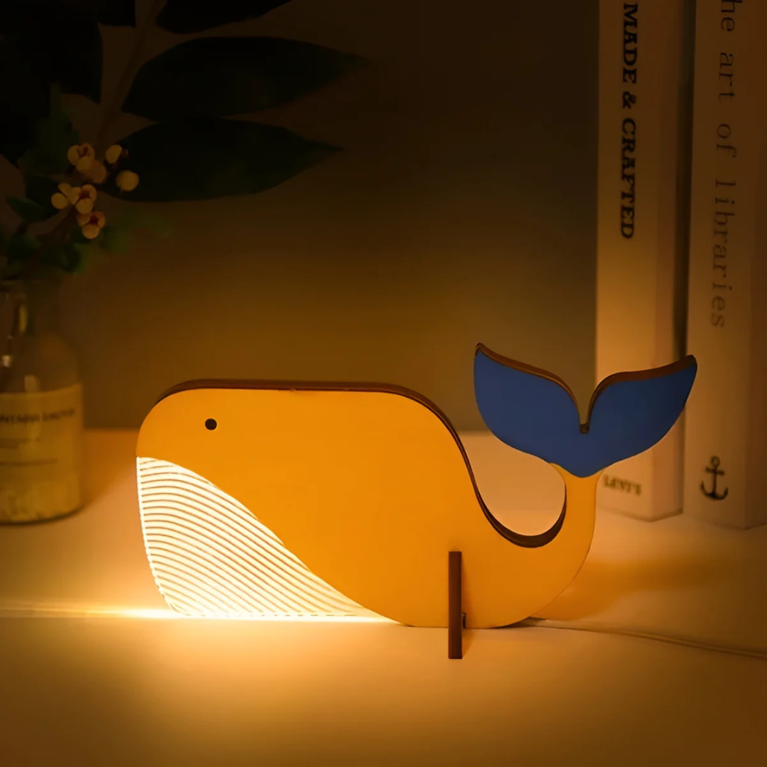 Wooden Toucan Animal Lamp with Warm LED Glow