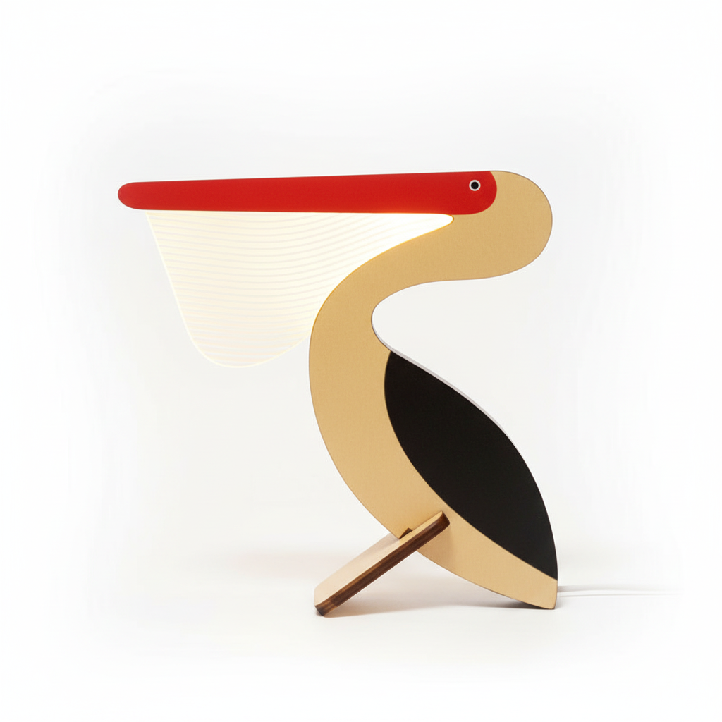 Wooden Toucan Table Lamp with Warm LED Light