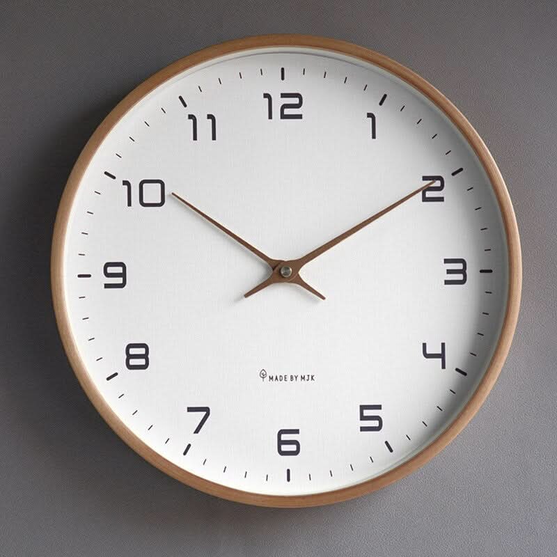 Wooden Wall Clock with Silent Quartz Design
