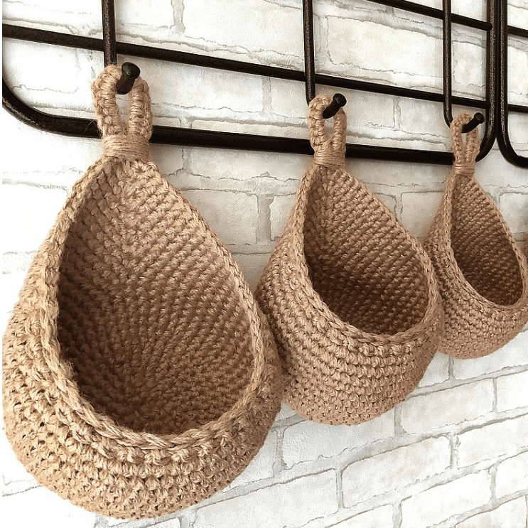 Woven Jute Hanging Basket Natural Wall Food Storage