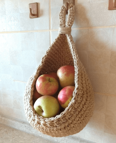 Woven Jute Hanging Basket Natural Wall Food Storage