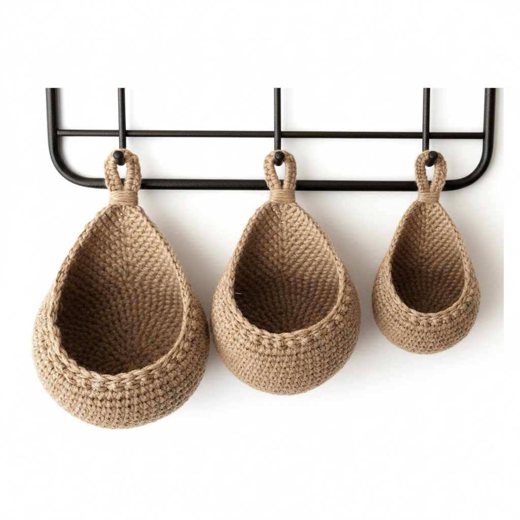 Woven Jute Hanging Basket Natural Wall Food Storage