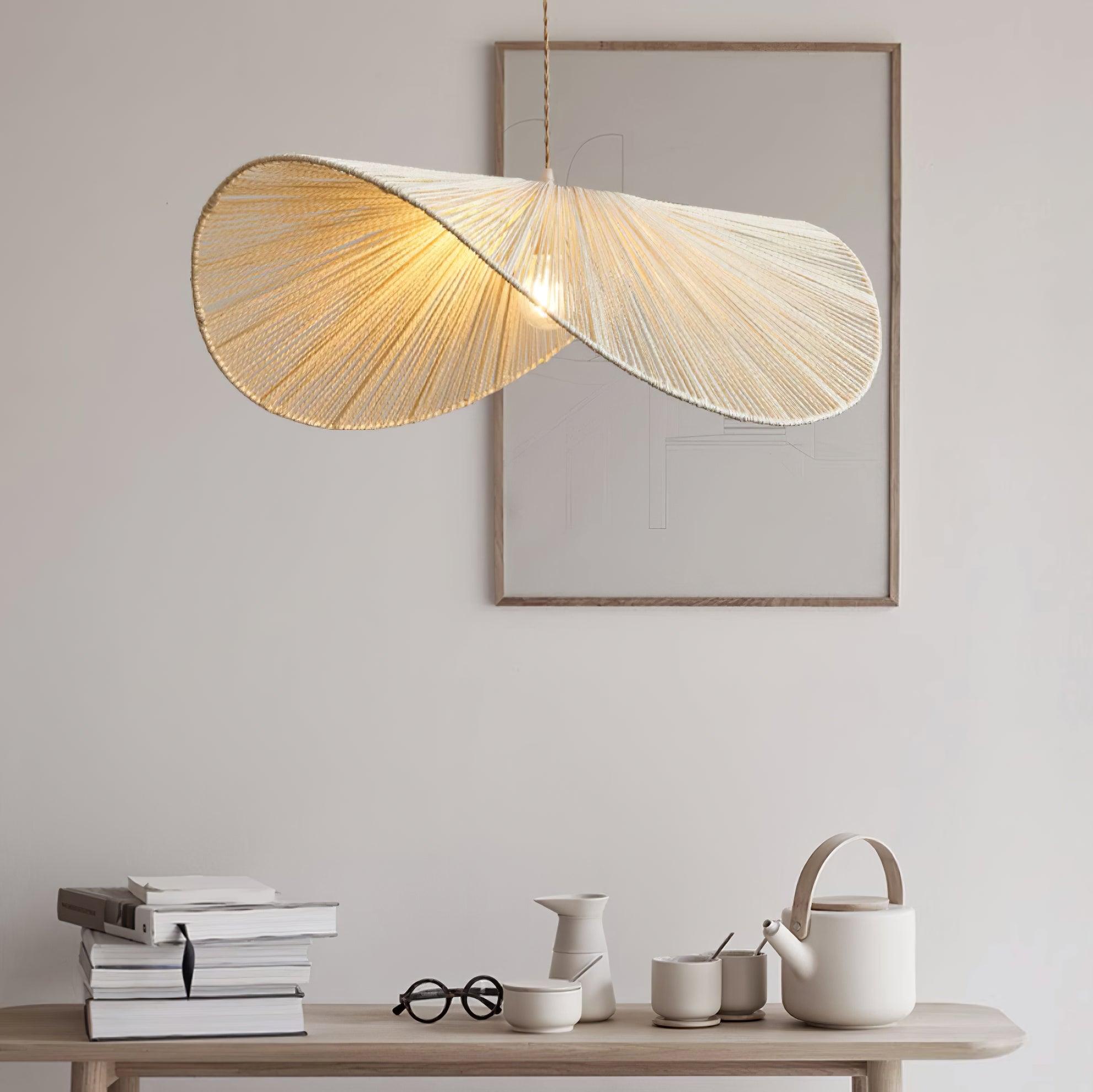Woven Rattan Pendant Light with Sculptural Shape