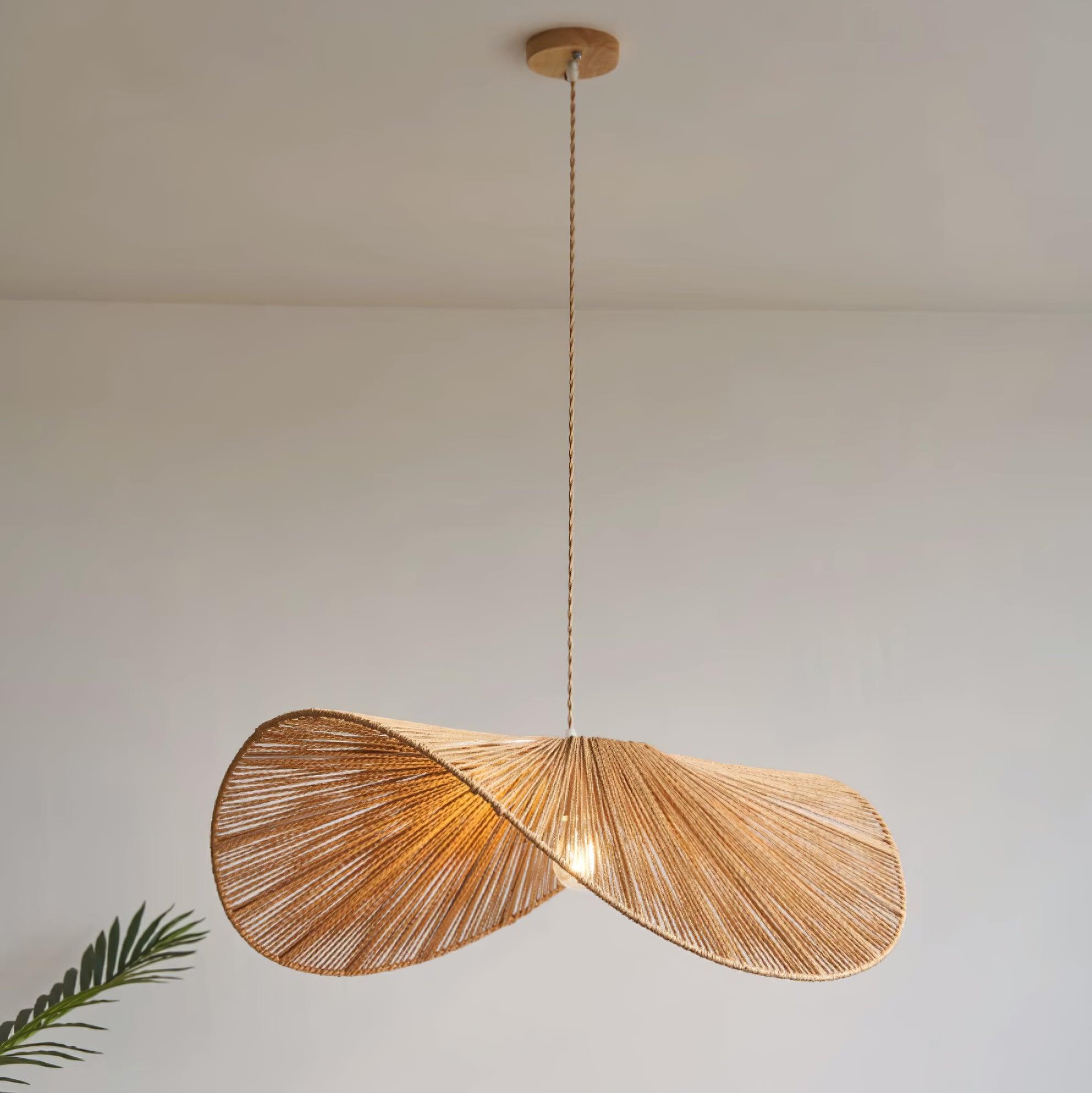 Woven Rattan Pendant Light with Sculptural Shape