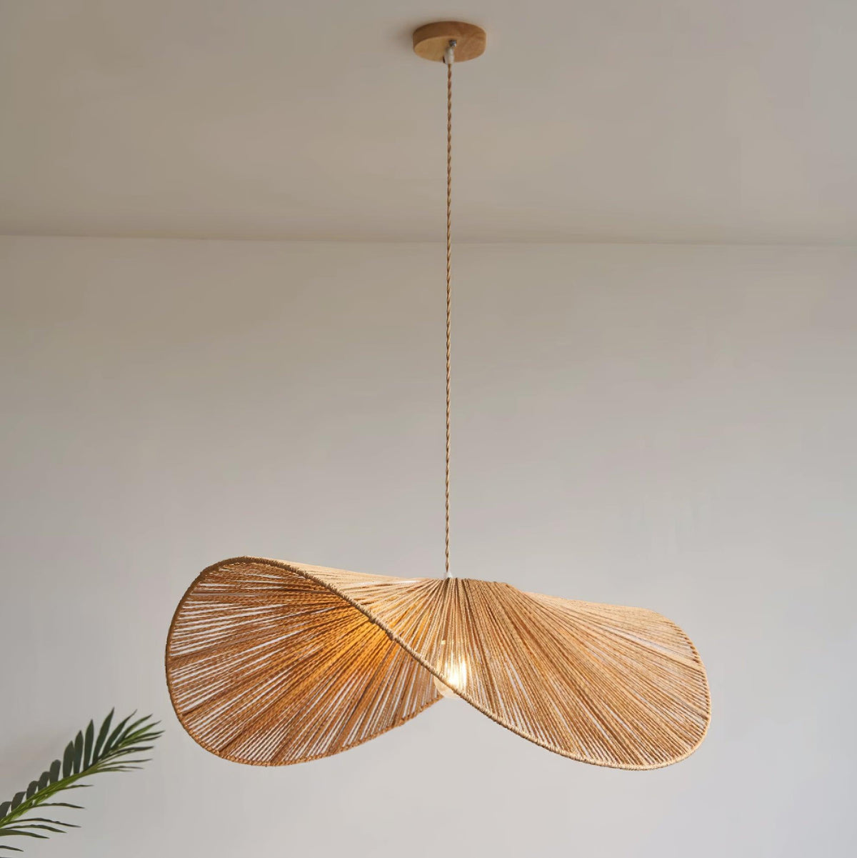 Woven Rattan Pendant Light with Sculptural Shape