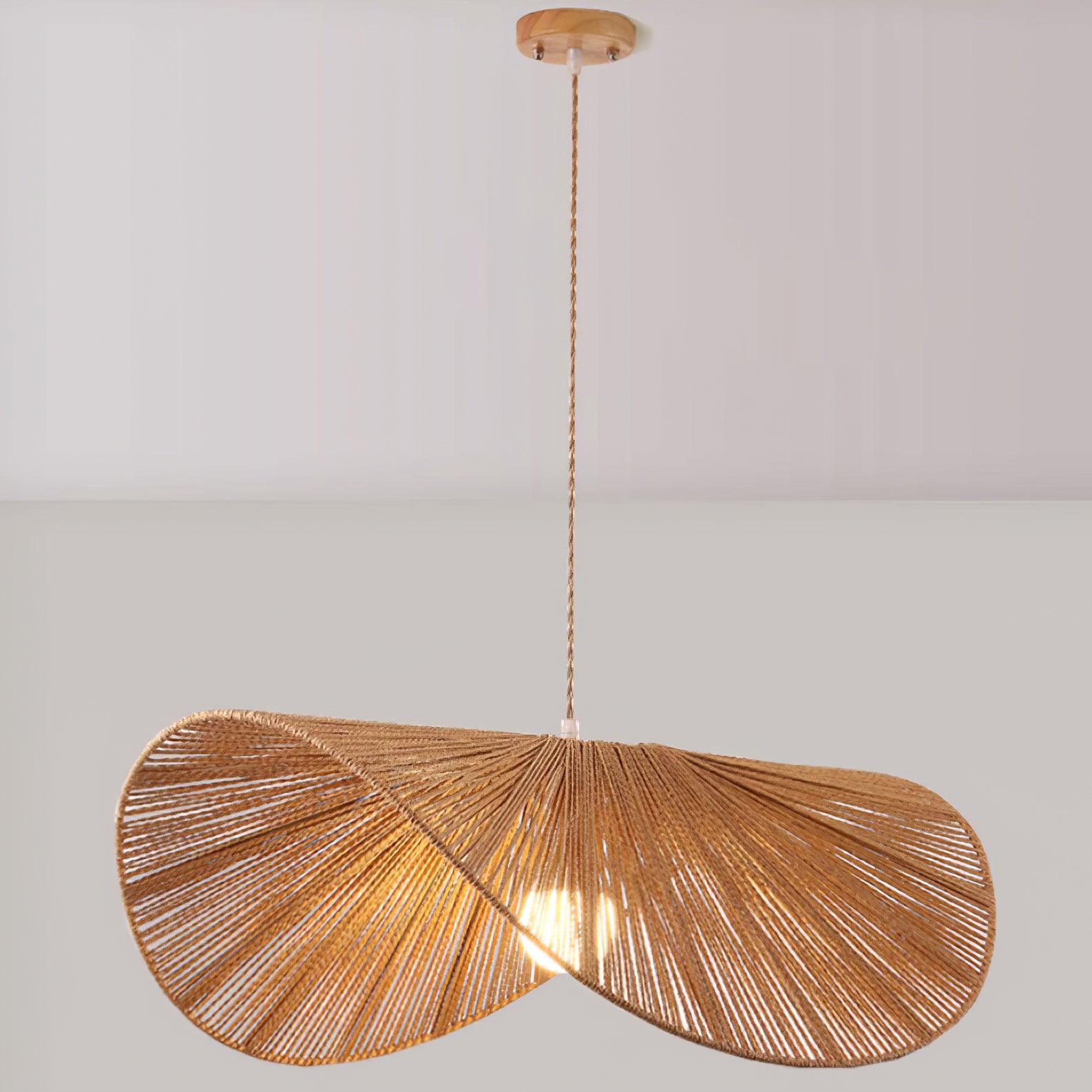 Woven Rattan Pendant Light with Sculptural Shape