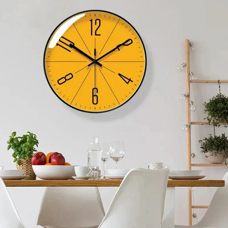 Yellow Wall Clock with Modern Minimalist Design